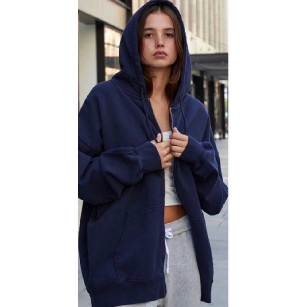 NWT Hill House Teddy Zip Up Hoodie Sweatshirt‎ Navy M